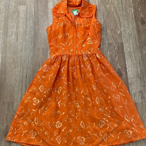 Vintage Orange Zipper Dress - Picture 1 of 3